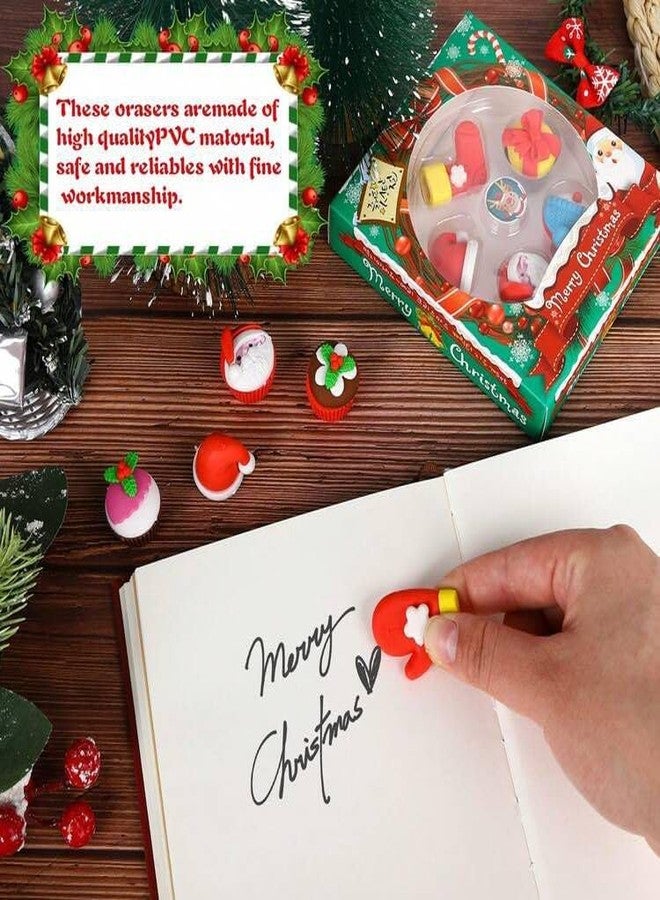 Radhya Accessories مجموعة ممحاة عيد الميلاد من راديا أكسسواريز - 5 ممحاة صغيرة بنقوش عيد الميلاد للأطفال | تصاميم سانتا، رجل الثلج، جوارب عيد الميلاد | ممحاة مرحة ومبتكرة | هدايا لطيفة لجوارب عيد الميلاد | هدايا حفلات الأطفال - Image 2